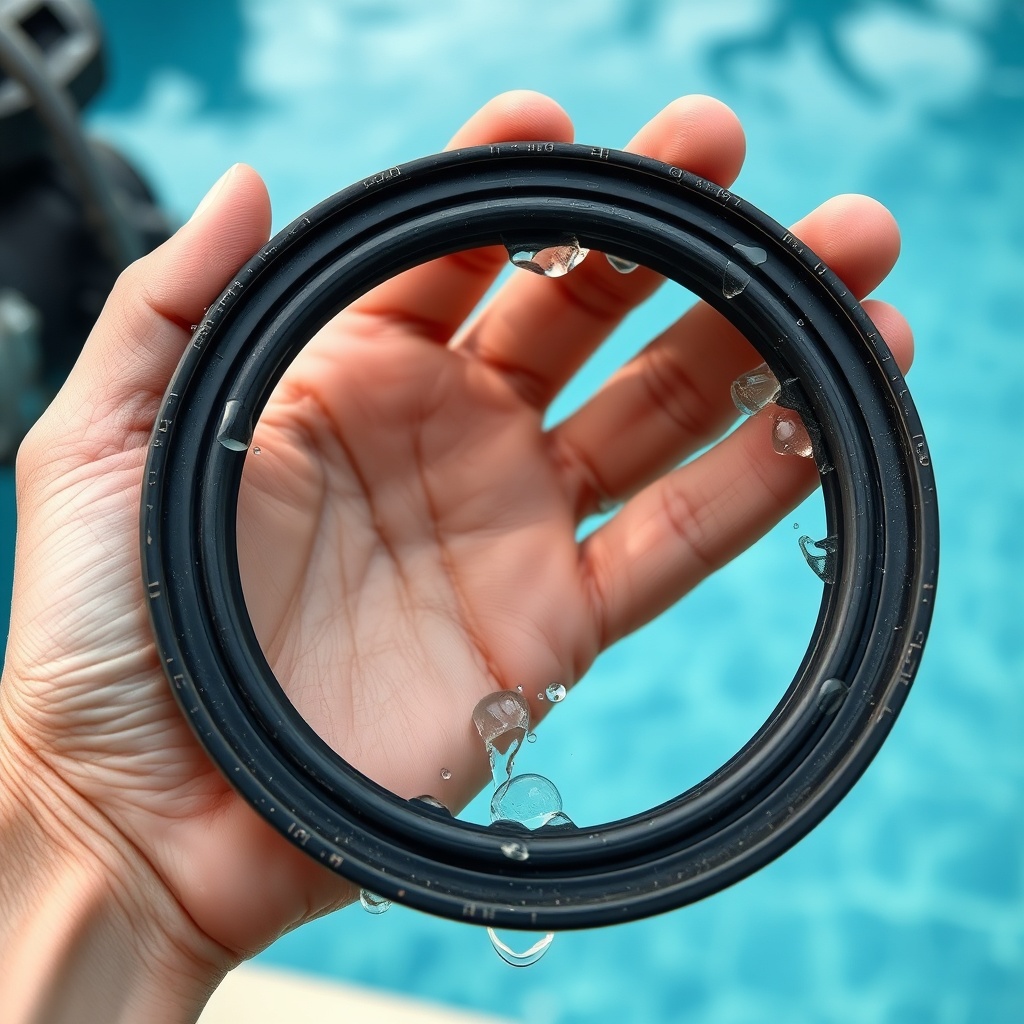 a person holding a worn-out O-ring seal from a Hayward Power-Flo Matrix pump
