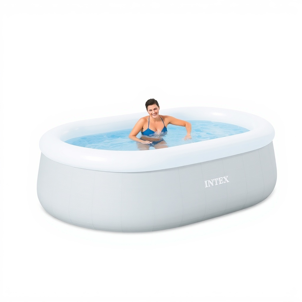 Bir Intex Krystal Clear 28633EG pompasının yanında küçük bir elektrikli ısıtıcı ve güneş p