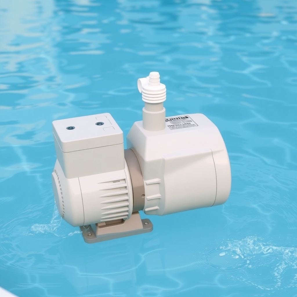 <clean photorealistic photo of Pentair SuperFlo VS pump connected to a heat pump at a swim
